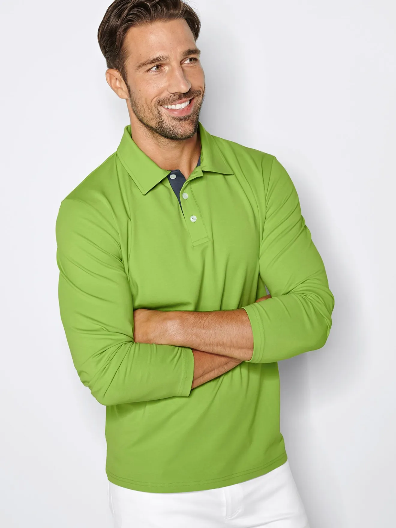 Langarmpoloshirt aus Single Jersey