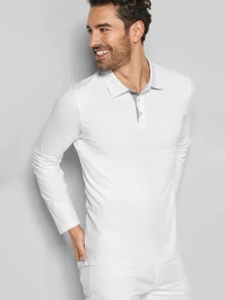 Langarmshirt ALGIER mit Kragen, Single Jersey