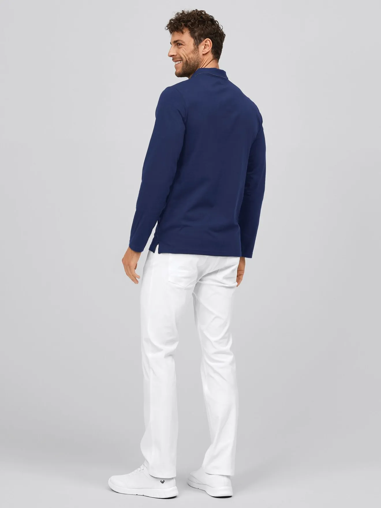 Langarmshirt ALGIER mit Kragen, Single Jersey