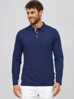 Langarmshirt ALGIER mit Kragen, Single Jersey