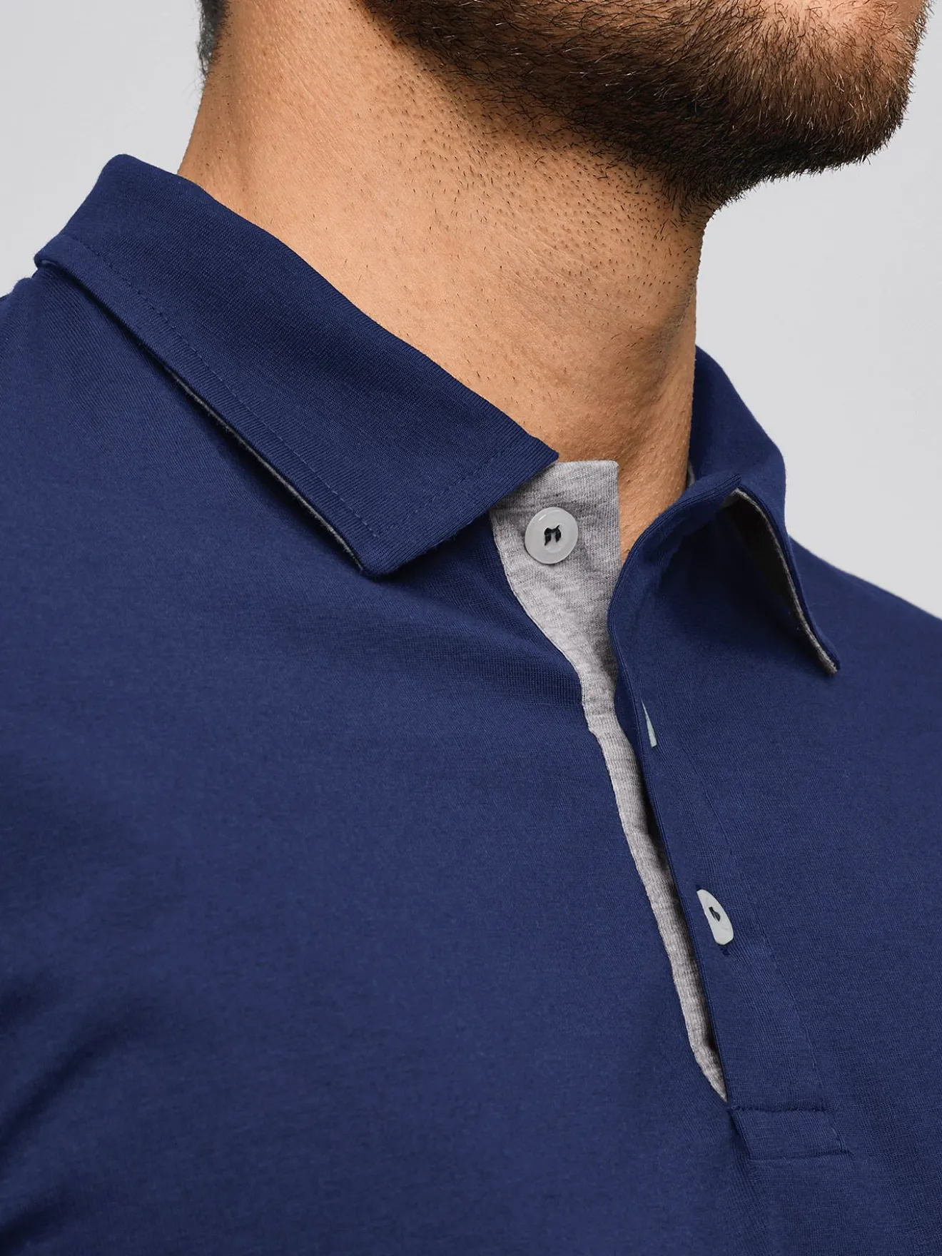 Langarmshirt ALGIER mit Kragen, Single Jersey